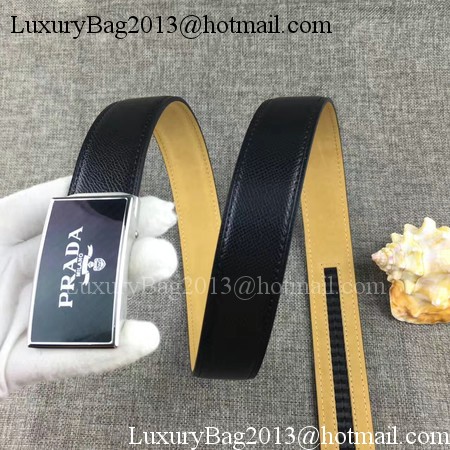 Prada 34mm Leather Belt PD0801 Black Prada 34mm Leather Belt PD0801 Black