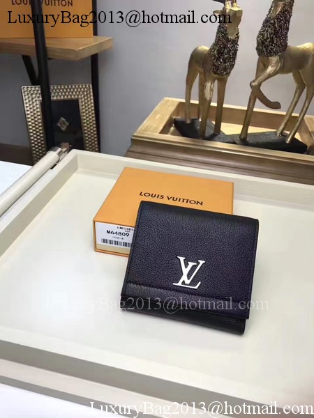 Louis Vuitton Calf Leather LOCKME II COMPACT WALLET M64309 Black Louis Vuitton Calf Leather LOCKME II COMPACT WALLET M64309 Black