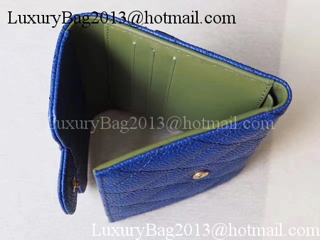 Chanel Tri-Fold Wallet Cannage Pattern Leather A48981 Blue Chanel Tri-Fold Wallet Cannage Pattern Leather A48981 Blue