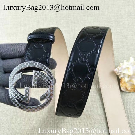 Gucci 38mm Leather Black Belt GG57099 Silver Gucci 38mm Leather Black Belt GG57099 Silver