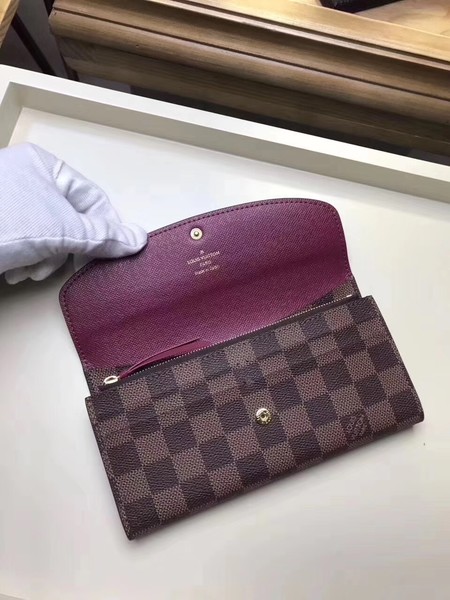 Louis Vuitton Damier Ebene Canvas EMILIE WALLET N63544 Wine Louis Vuitton Damier Ebene Canvas EMILIE WALLET N63544 Wine