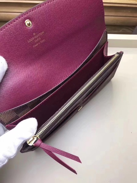 Louis Vuitton Damier Ebene Canvas EMILIE WALLET N63544 Wine Louis Vuitton Damier Ebene Canvas EMILIE WALLET N63544 Wine