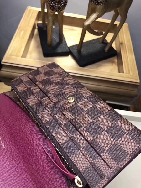 Louis Vuitton Damier Ebene Canvas EMILIE WALLET N63544 Wine Louis Vuitton Damier Ebene Canvas EMILIE WALLET N63544 Wine