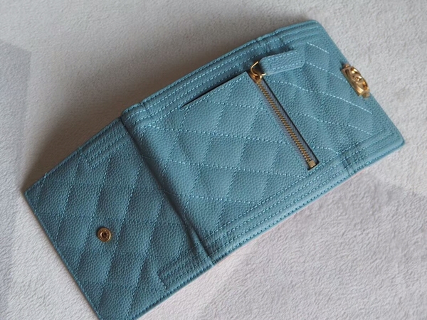 Chanel Tri-Fold Wallet Calfskin Leather A48980 Blue Chanel Tri-Fold Wallet Calfskin Leather A48980 Blue
