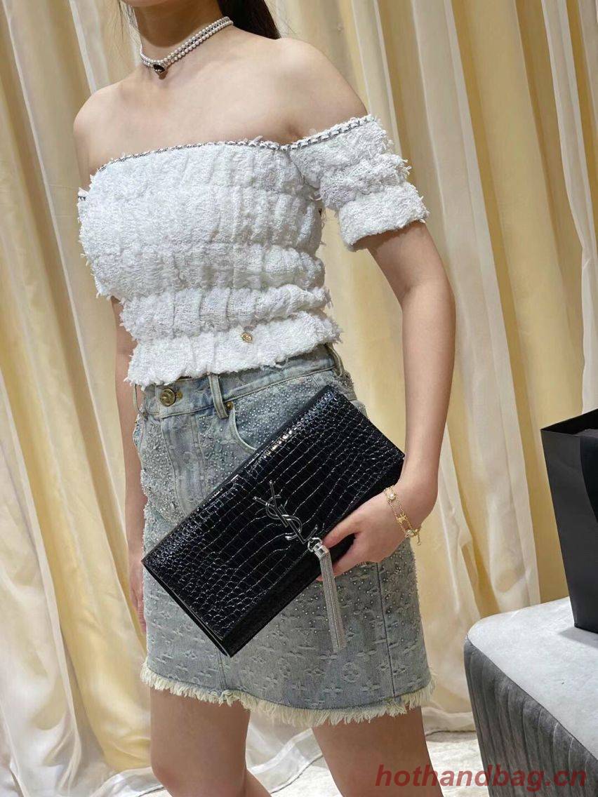 YSL Saint Laurent Medium Kate Bag Y306079 Black silver hardware
