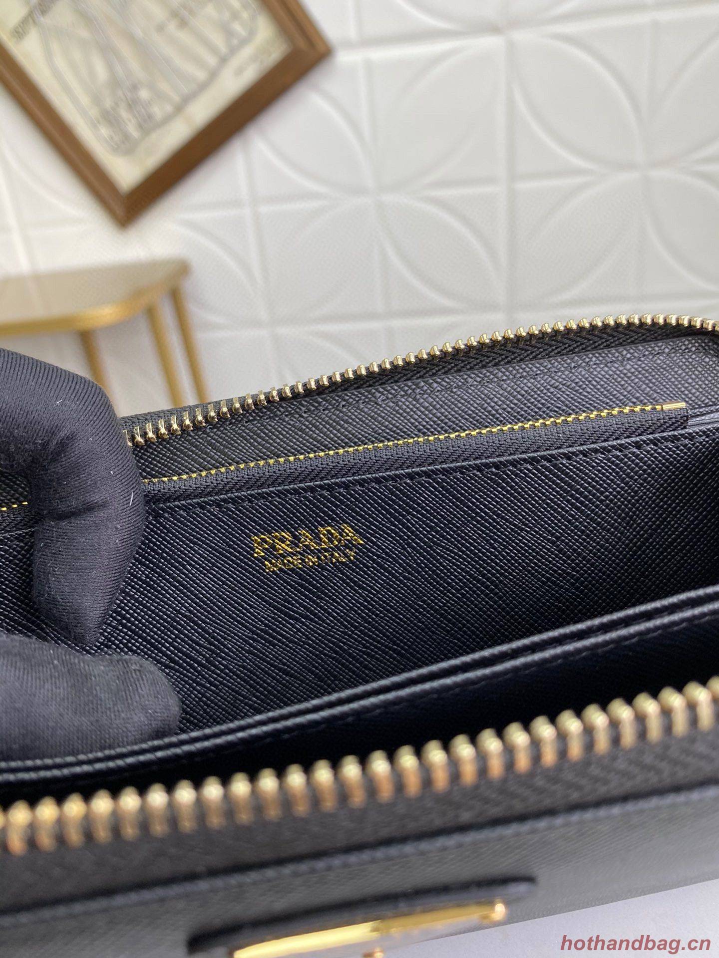Prada Leather Large Zippy Wallets 1ML506 Black Prada Leather Large Zippy Wallets 1ML506 Black
