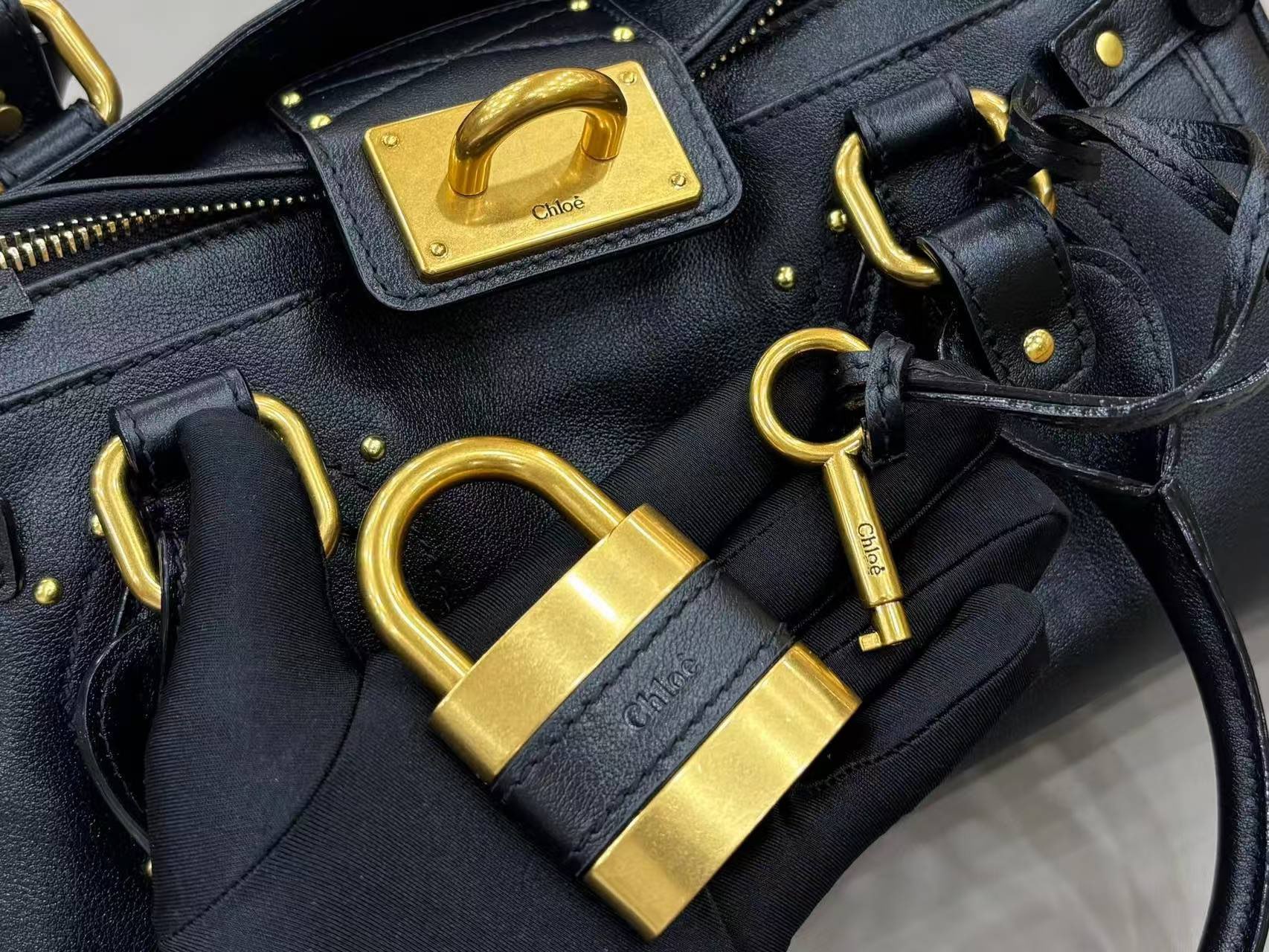 Chloe Original Leather Handle Bag C63202 Black Chloe Original Leather Handle Bag C63202 Black