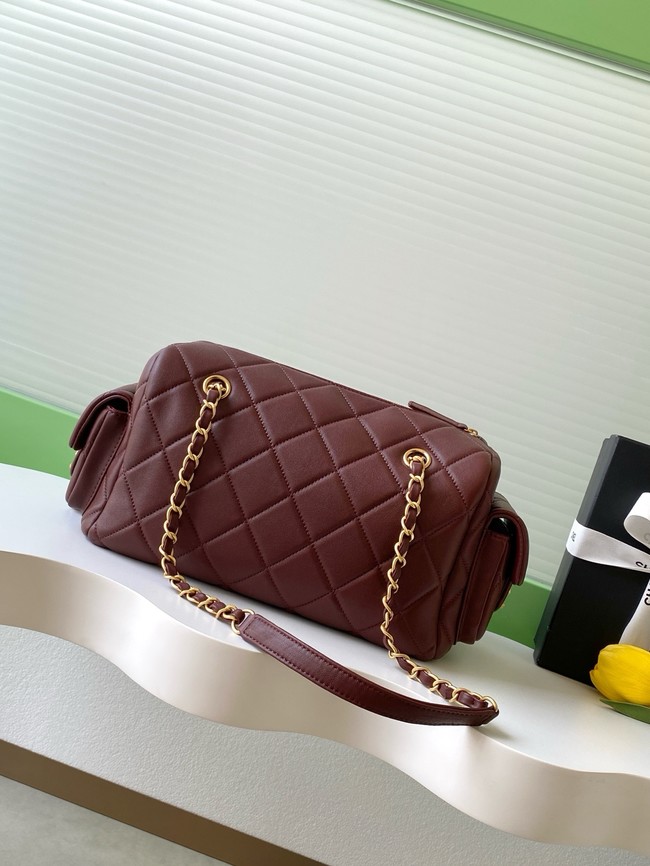 CHANEL Small Bowling Bag Lambskin AS5791 burgundy