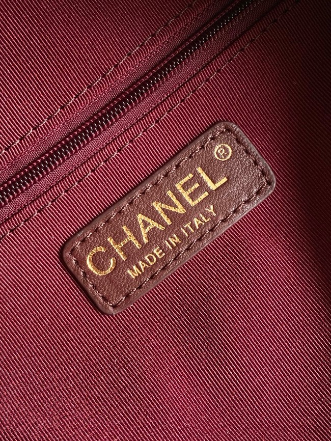 CHANEL Small Bowling Bag Lambskin AS5792 burgundy