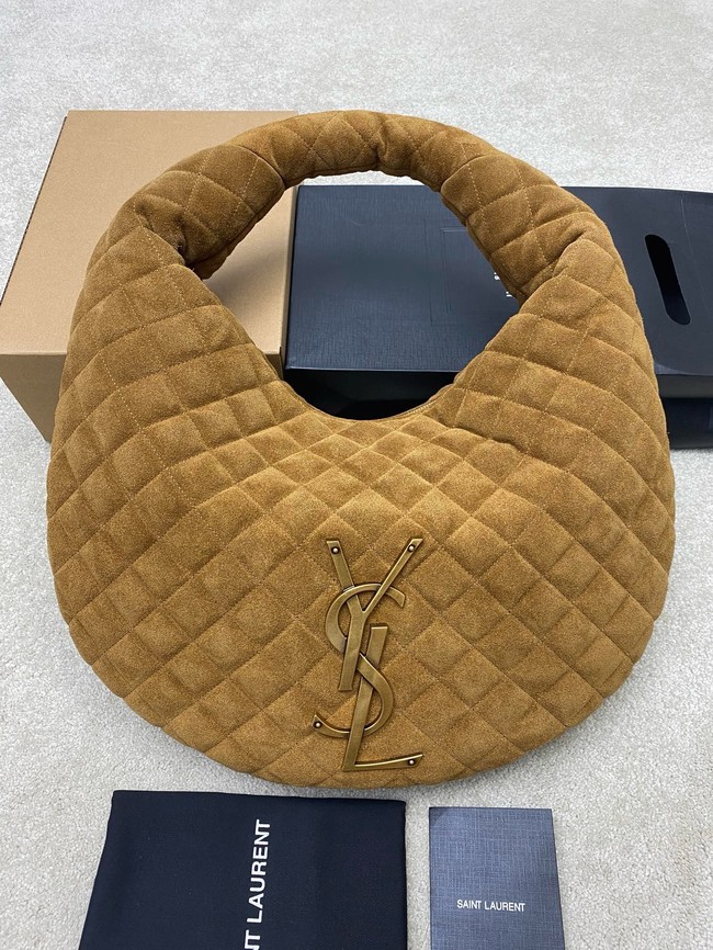 Yves Saint Laurent ICARE hobo in quilted suede 858160 CARAMEL COGNAC