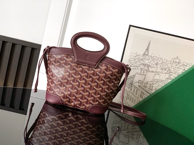 Goyard Calfskin Leather Tote Bag PM 00249 burgundy