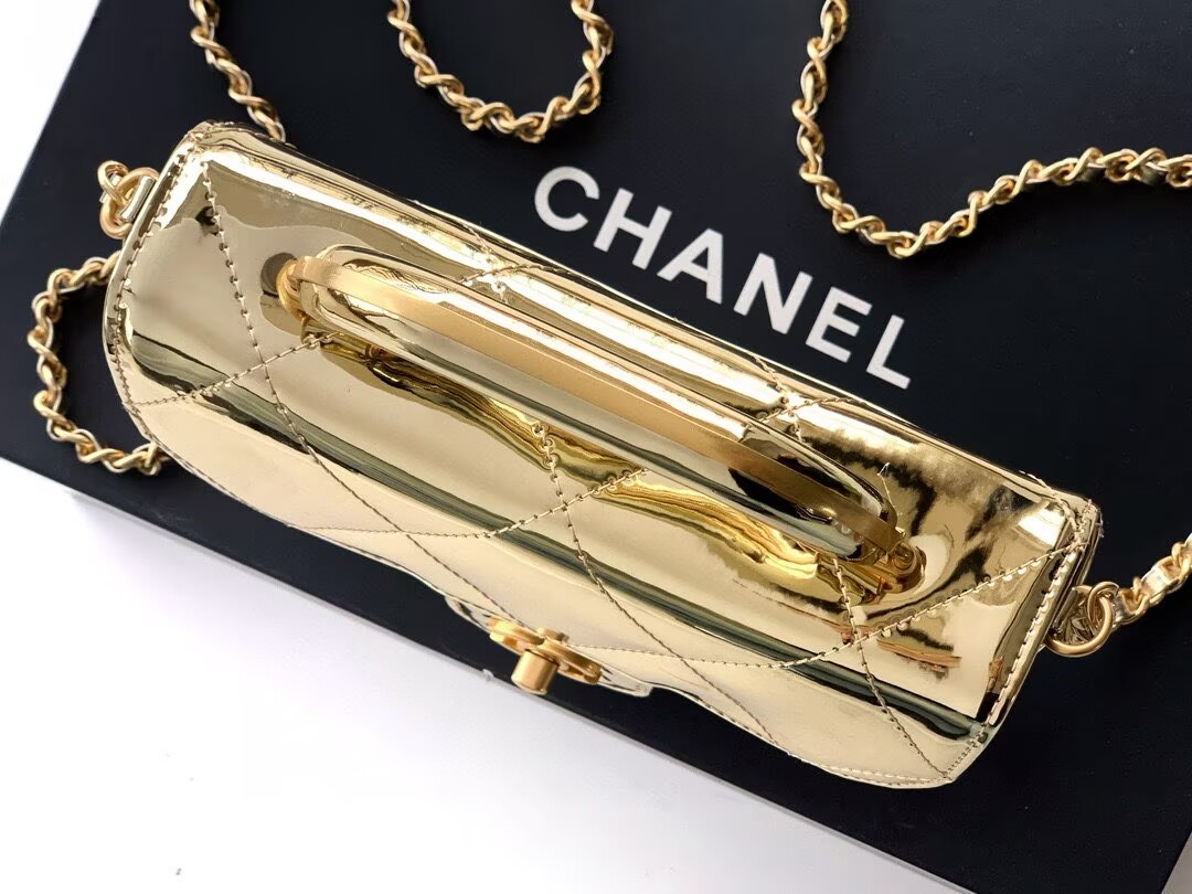 Chanel 25K Original Patent Leather Top Handle Bag A6320 Gold Chanel 25K Original Patent Leather Top Handle Bag A6320 Gold