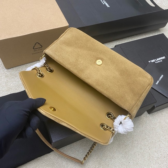 Saint Laurent CALYPSO small in plunged suede 734153 CARAMEL COGNAC