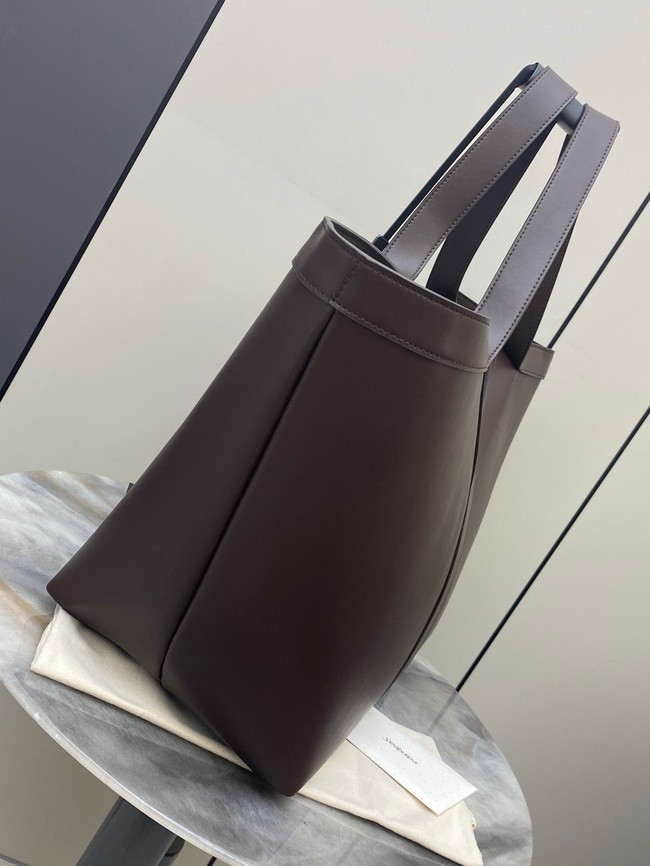 Saint Laurent Y TOTE IN LEATHER 817602 dark brown