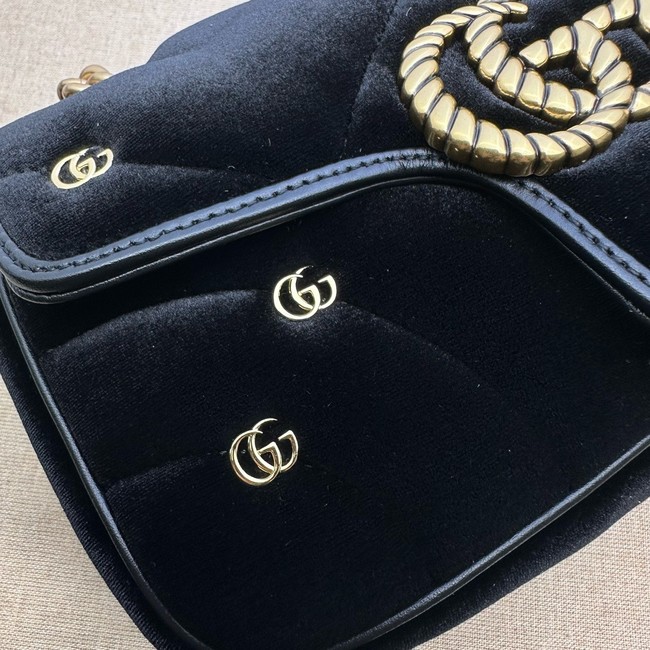 Gucci GG Marmont small shoulder bag velvet 446744 black