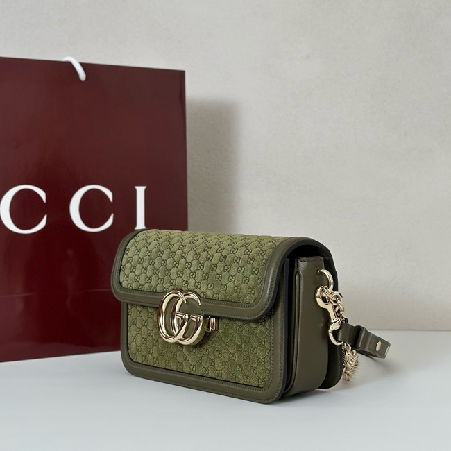 Gucci GG Marmont small suede shoulder bag 826761 green