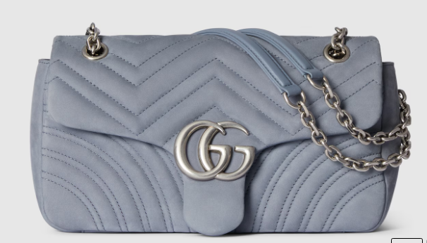 Gucci GG Marmont medium shoulder bag 837267 Variation dusty blue suede Gucci GG Marmont medium shoulder bag 837267 Variation dusty blue suede