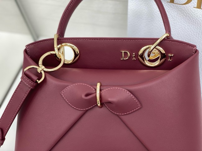 Dior Calfskin Tote Bag 6598 burgundy