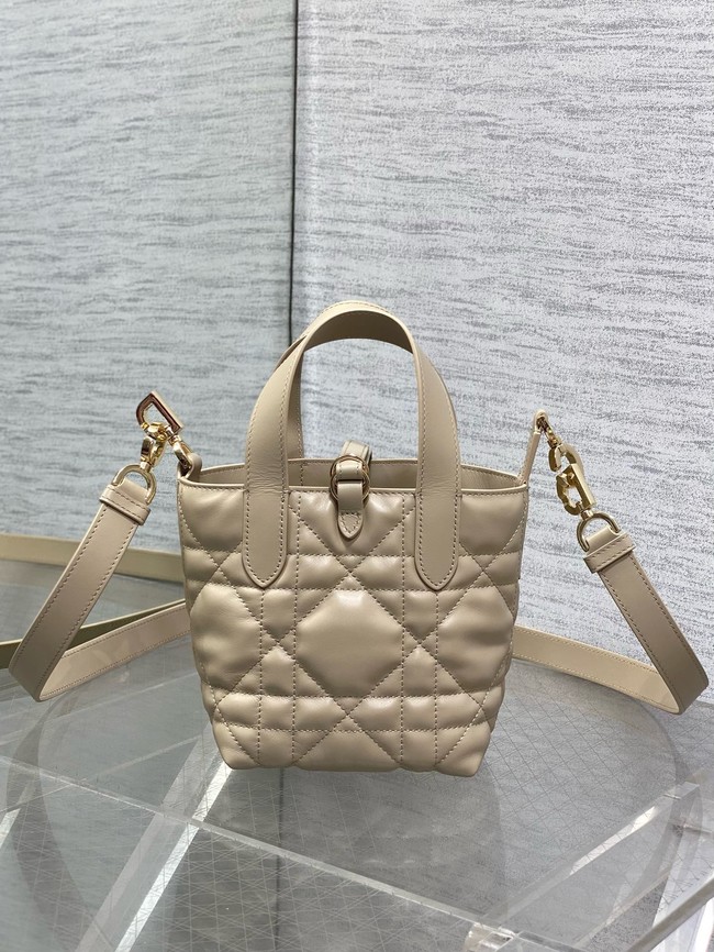 Dior Toujours Vertical Nano Tote Bag Macrocannage Calfskin S6100 beige