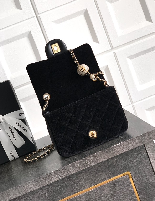 Chanel Mini Classic Handbag velvet AS1786 black