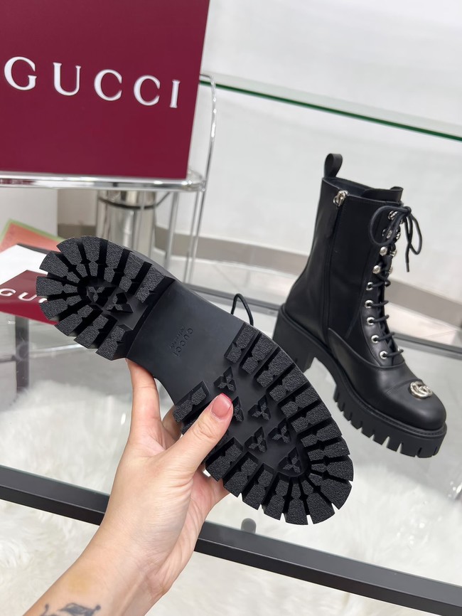 Gucci Womens lace-up ankle boot with GG 840739-3