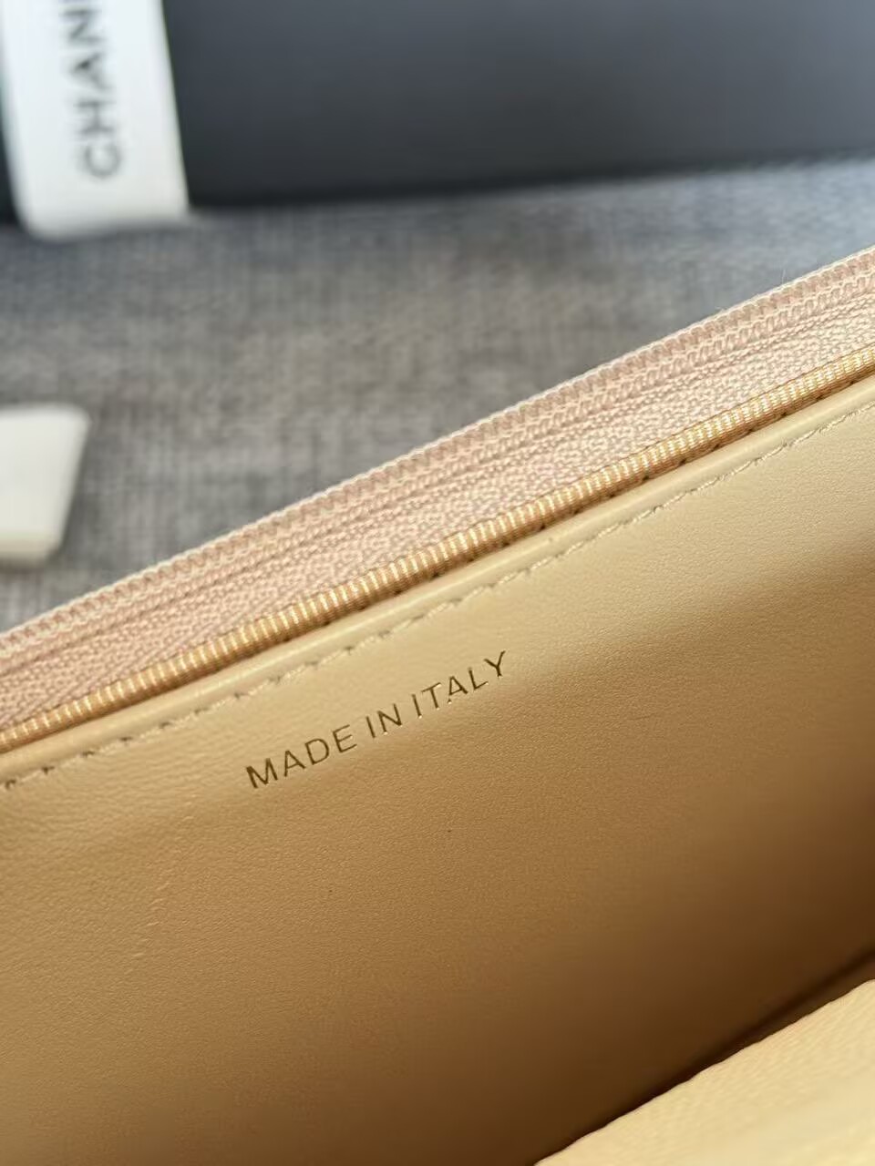 Chanel WOC Original Caviar Leather Flap cross-body bag CF33814 Beige Gold chain