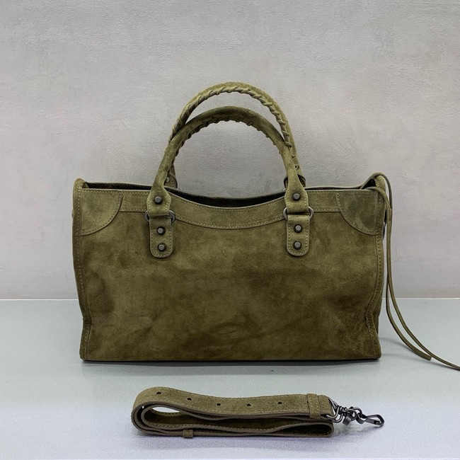 Balenciaga Le City medium suede tote bag 230582 green
