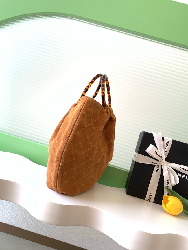 CHANEL Hobo Bag Suede AS6010 Camel