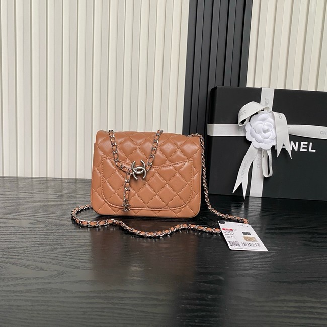 CHANEL Mini Flap Bag AS5758 Camel&Silver Metal