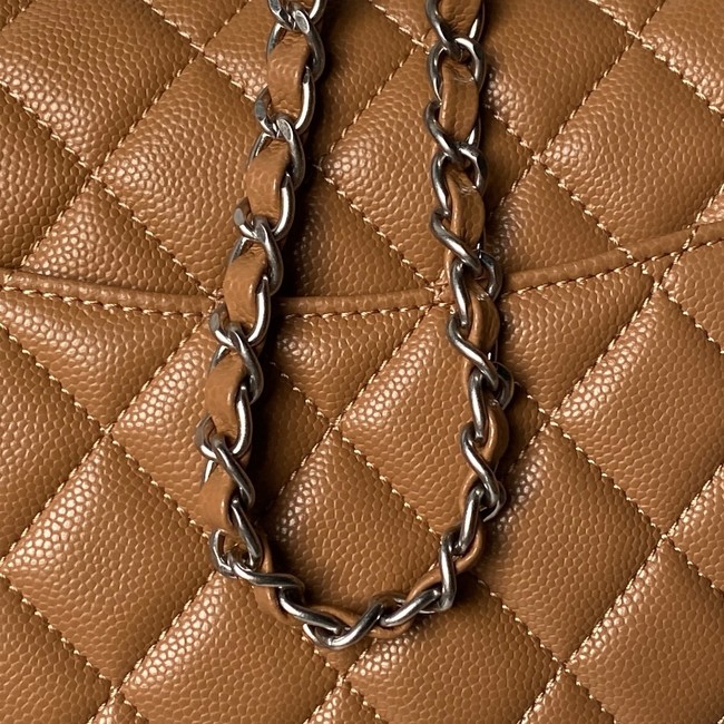 CHANEL Mini Flap Bag with Top Handle AS5702 brown&Silver Metal