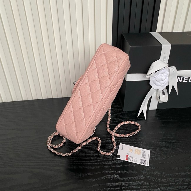 CHANEL Mini Flap Bag with Top Handle AS5702 pink&Silver Metal