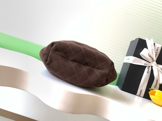 CHANEL Suede Small Hobo Bag AS6022 dark brown