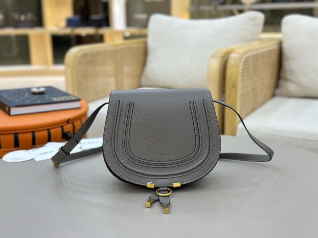 Chloe Grained Calfskin MARCIE saddle bag 31054 dark gray