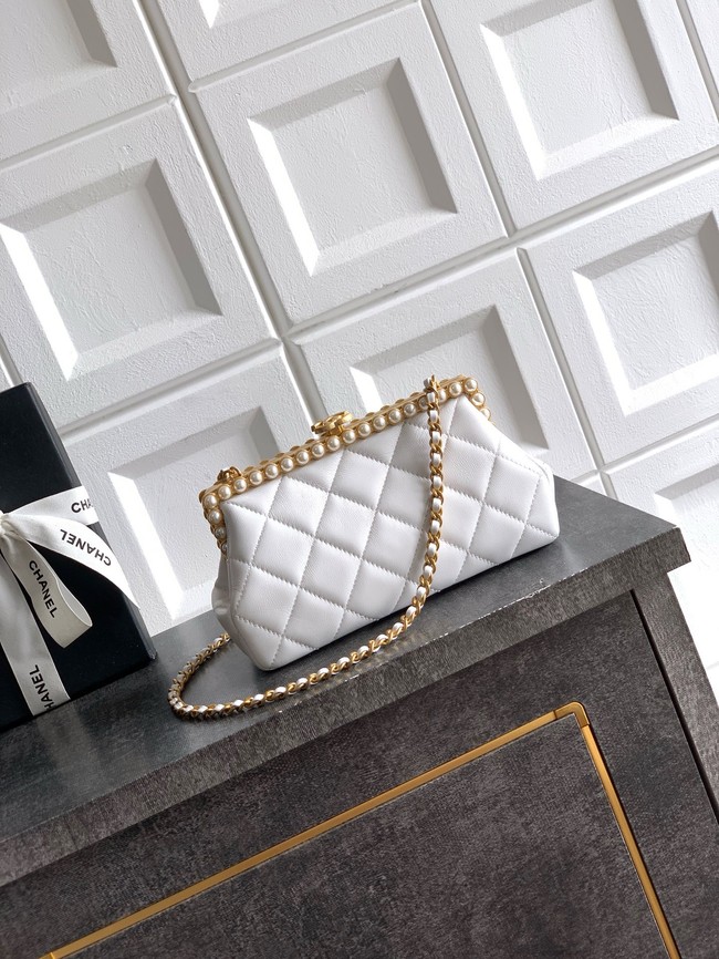 CHANEL Clutch Pearly Lambskin AS5912 Light Beige