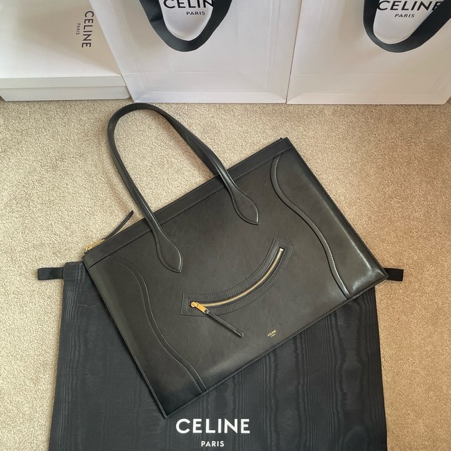 Celine FLAT CABAS NEW LUGGAGE IN GLOSSY CALFSKIN 123963 black
