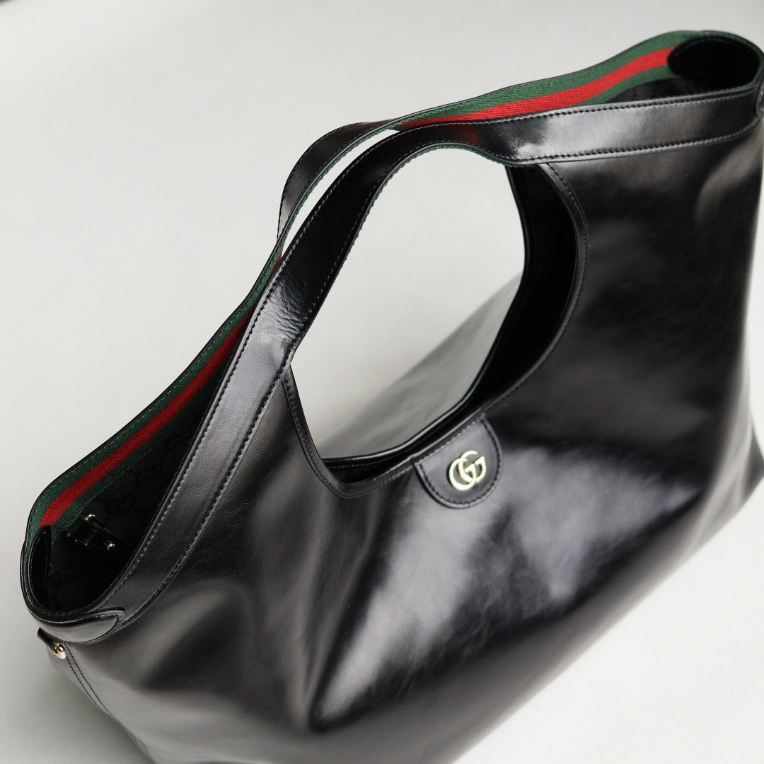Gucci Giglio Original Oiled Leather large tote GG bag 853971 Black Gucci Giglio Original Oiled Leather large tote GG bag 853971 Black