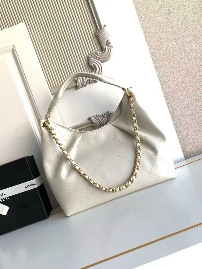 CHANEL Hobo Bag Lambskin AS5978 white