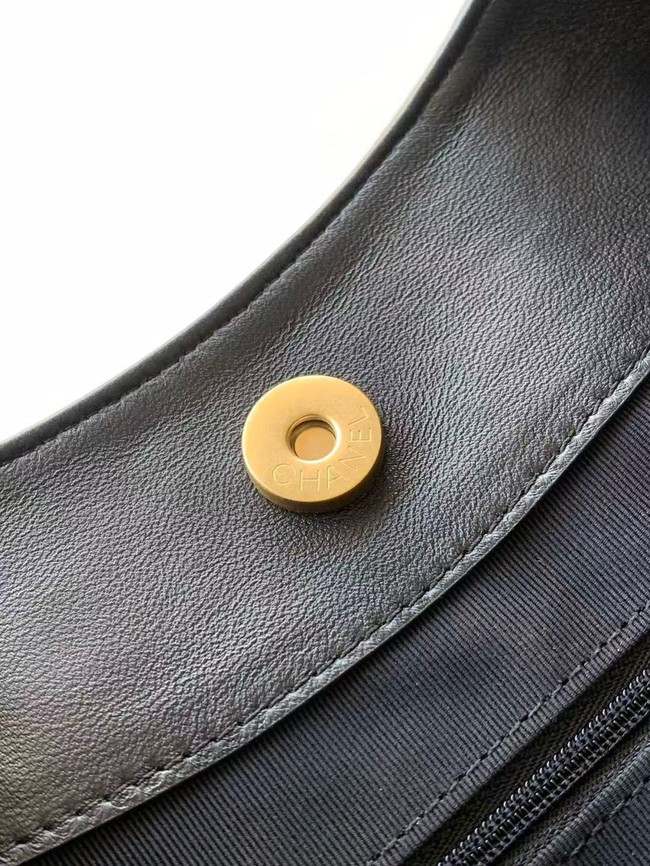 CHANEL Hobo Bag Suede Calfskin AS5978 black