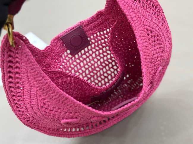 Chloe SUMMER straw and leather tote bag 1668 rose