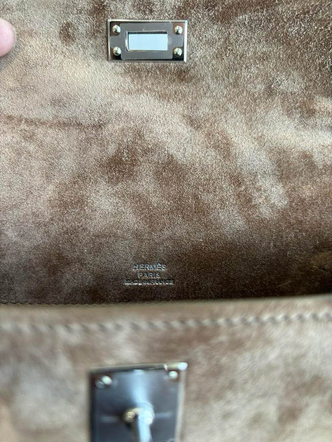 Hermes Kelly 22cm Tote Bag Suede Leather KL22 gray