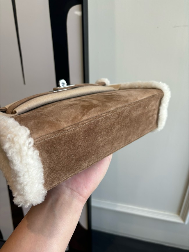 Hermes Kelly 22cm Tote Bag Suede Leather KL22 gray