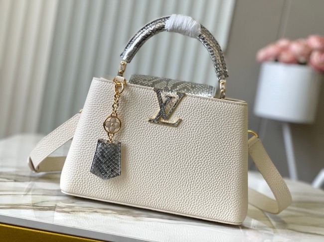 Louis Vuitton Capucines BB M89369 Cream&gray Snake skin