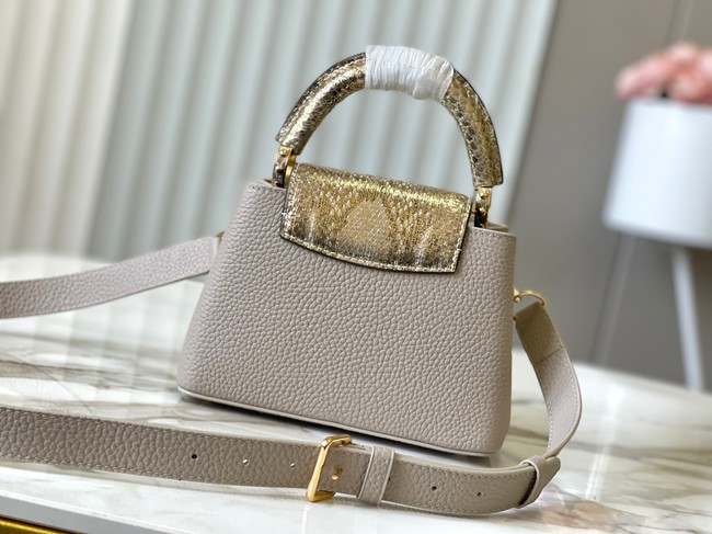 Louis Vuitton Capucines Mini M89369 light gray&gold Snake skin