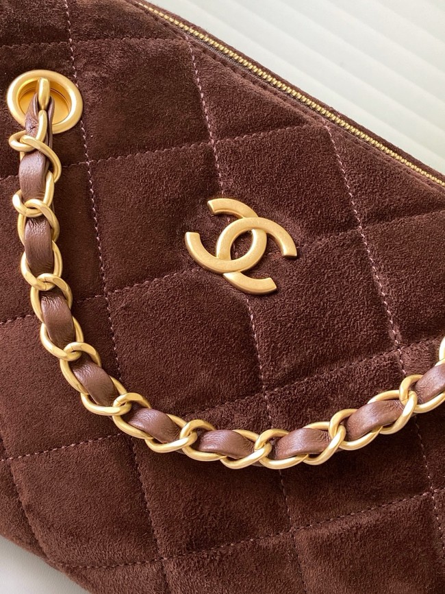Chanel velvet Bowling Bag AS5791 dark brown