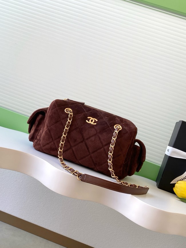 Chanel velvet Bowling Bag AS5791 dark brown
