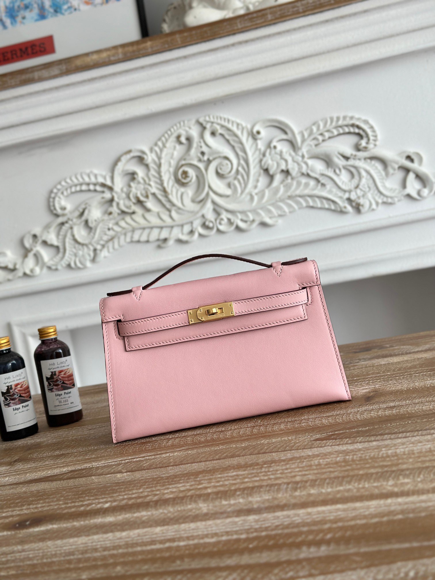 Hermes Original Swift Leather Mini Kelly K22CM H23560 Light Pink Hermes Original Swift Leather Mini Kelly K22CM H23560 Light Pink