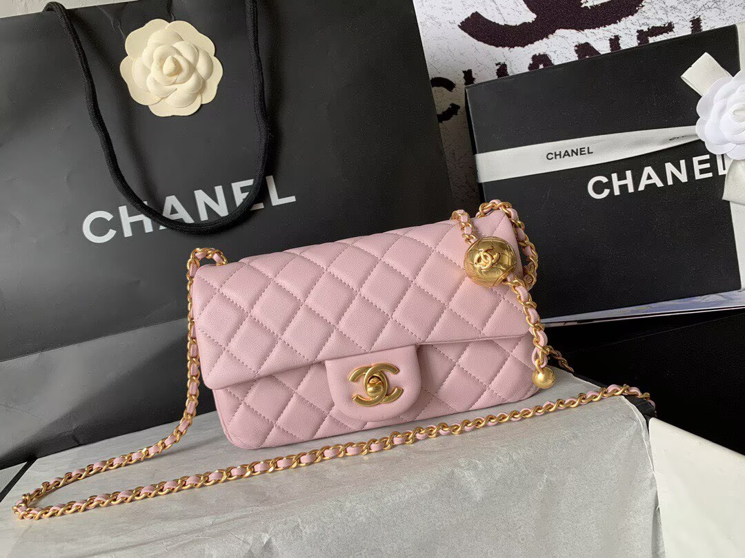 Chanel MINI Flap Bag Original Sheepskin Leather AS1787 Light Pink