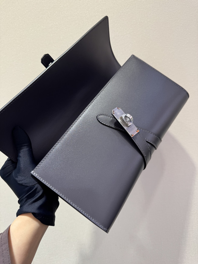 Hermes swift Leather Clutch 37568 dark gray