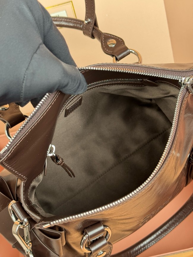 MIU MIU Original Leather Top Handle Bag 3598 dark brown