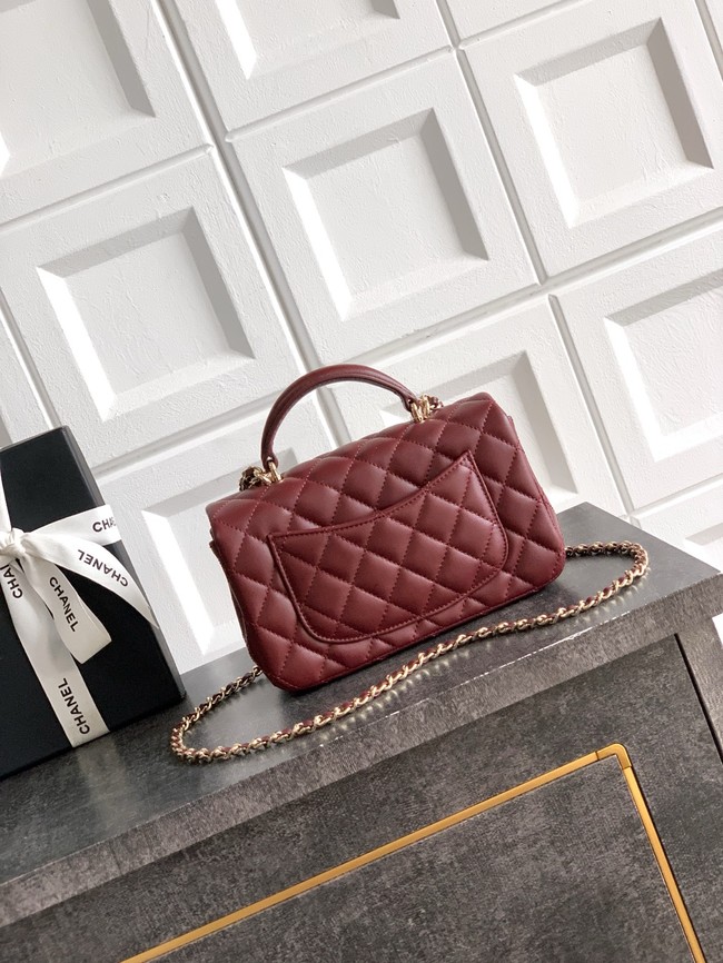 CHANEL Mini Flap Bag with Top Handle AP2431 burgundy
